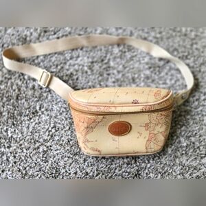 Gardini Milano World Map Fanny Pack Waist Belt Bag Tan